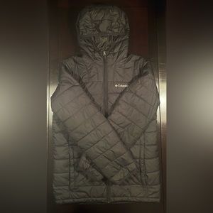 Classic Columbia Children’s Black Hooded Puffer Jacket - Size L (Age 14-16)